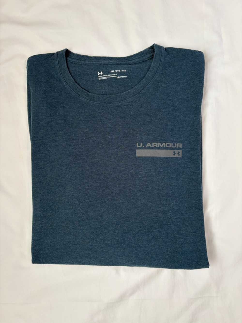 Under Armour HeatGear Long Sleeve T-Shirt Men’s 2XL Light Teal Blue Loose Fit